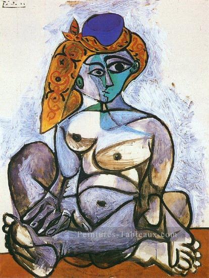 Jacqueline nue au bonnet turc 1955 cubisme Pablo Picasso Peintures à l'huile